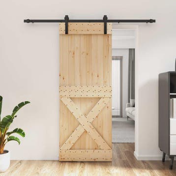 vidaXL Schuifdeur 80 x 210 cm Massief Grenenhout, Verzenden, Nieuw