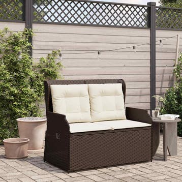 vidaXL Tuinbank Bruin poly rattan, Tuin en Terras, Tuinsets en Loungesets, Verzenden, Nieuw, Rotan