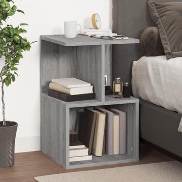 vidaXL Nachtkastje 35x35x55 cm bewerkt hout grijs sonoma, Minder dan 45 cm, Verzenden, Nieuw, 55 tot 70 cm