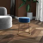 vidaXL Hocker rond fluweel blauw, Verzenden, Nieuw, Blauw