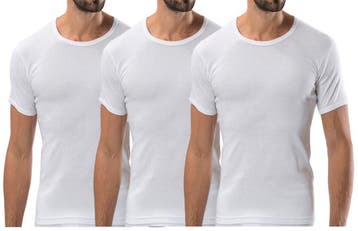 3 stuks Bonanza Basic T-shirt - O-neck - 100% katoen - Wit, Verzenden