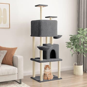 vidaXL Kattenmeubel met sisal krabpalen 180 cm donkergrijs, Verzenden, Nieuw