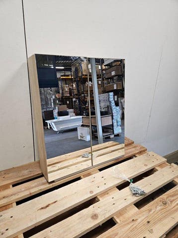 Luxe spiegelkast 60 x 70 x 16 cm light oak / Nebraska, Ophalen of Verzenden, Nieuw, Bad