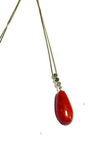 Ketting met hanger - 14 karaat Geel goud Diamant