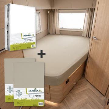 Textielpakket Frans bed - 1 molton met 2 hoeslakens - rechts, Eenpersoons, Verzenden, Nieuw, Wit