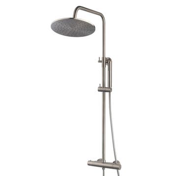 Douche-Opbouwset Caral met Thermostaatkraan Geborsteld Staal, Doe-het-zelf en Verbouw, Sanitair, Ophalen of Verzenden, Nieuw, Kraan