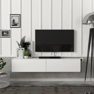 [en.casa] Tv-meubel Toivakka zwevend 135x31x25 cm wit, Verzenden, Nieuw