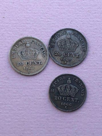 Frankrijk. Napoléon III. 20 Centimes 1866-K, 1867-A et