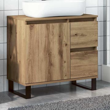 vidaXL Badkamerkast 65x33x60 cm bewerkt hout artisanaal, Huis en Inrichting, Badkamer | Badkamermeubels, Verzenden, Nieuw, (Half)hoge kast