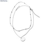 Zilveren layer ketting met munt hanger, Verzenden, Nieuw, Zilver