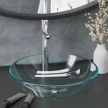vidaXL Wastafel met kraan en pop-up afvoer gehard glas, Verzenden, Nieuw