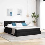 vidaXL Opbergbed met LED met matras met LED Zwart 180 x 200, Verzenden, Nieuw, Zwart, Stof