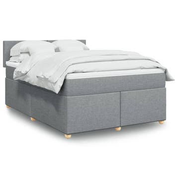 vidaXL Boxspring met matras stof lichtgrijs 160x200 cm, Huis en Inrichting, Slaapkamer | Bedden, Verzenden, 200 cm, 160 cm, Nieuw