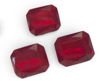 2 x DQ Octagon glas cabochon 12 x 10 mm – ruby, Ophalen of Verzenden, Nieuw, Overige typen