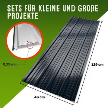 Trapezium Dakplaten 24 Stuks Antraciet 129x46cm voorgeboord, Verzenden, Nieuw
