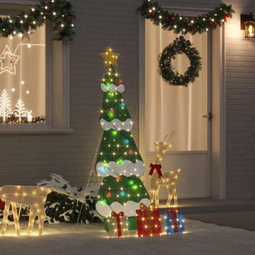 vidaXL Verlichte Kerstboom met 3 Cadeau Dozen 2D Warm Wit, Verzenden, Nieuw