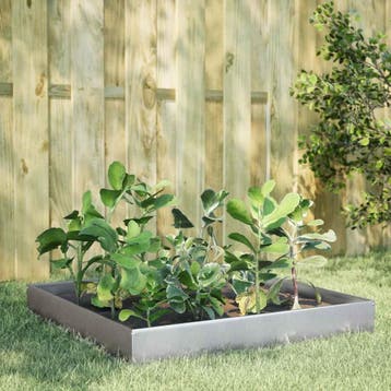vidaXL Plantenbak verhoogd 100x100x26 cm gegalvaniseerd, Verzenden, Nieuw, Metaal