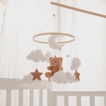 Houten Baby Mobiel voor Ledikant met Teddybeer, Maan en Ster, Verzenden, Nieuw