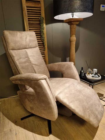 Relaxfauteuil Ommen microleder Bull 10 Liver, Nieuw, 75 tot 100 cm, Modern, Leer