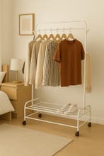 Kledingrek met wieltjes | Metaal | 110x55x165cm | Wit, Verzenden, Nieuw