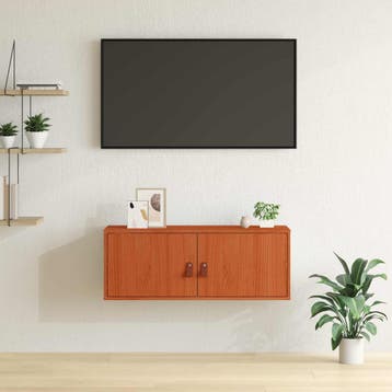 vidaXL Wandkast met plank Wasbruin 80 x 30 x 30 cm Massief, Huis en Inrichting, Woonaccessoires | Wandplanken en Boekenplanken