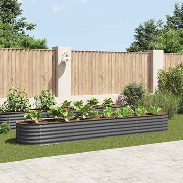 vidaXL Plantenbak verhoogd 400x80x44 cm gegalvaniseerd staal, Verzenden, Nieuw, Metaal, 60 tot 100 cm