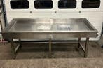 RVS Vistoonbank, Vis vitrine, Display, Tafel, B255,5 x D109, Gebruikt