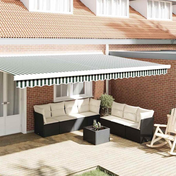 vidaXL Vervangende markies volant Groen en Wit 480 x 20 cm, Tuin en Terras, Zonneschermen, Nieuw, Verzenden