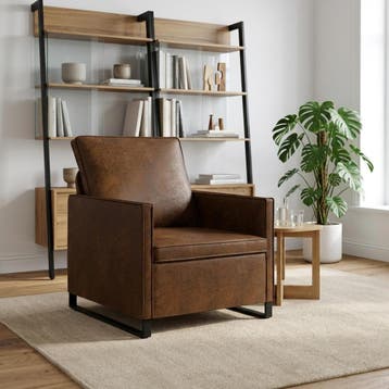 vidaXL Fauteuil Bruin 70 x 81 x 82 cm Faux Suède Stof, Huis en Inrichting, Eenpersoons, Verzenden, Nieuw, Minder dan 150 cm