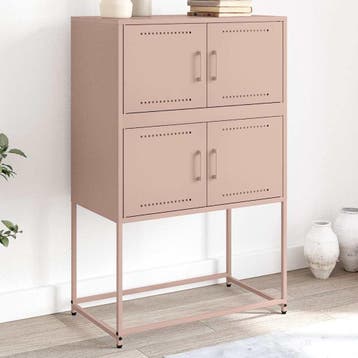 vidaXL Dressoir 68,5x38,5x107 cm staal roze, Verzenden, Nieuw, 50 tot 100 cm, Metaal