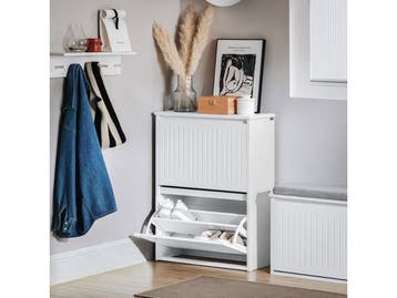 SoBuy FSR165-K-W - Schoenenkast - 2 Flappen - Wit, Verzenden, Nieuw