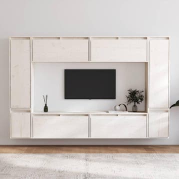 vidaXL Tv-meubelen 8 st massief grenenhout wit, Huis en Inrichting, Kasten | Televisiemeubels, Verzenden, Nieuw, 50 tot 100 cm