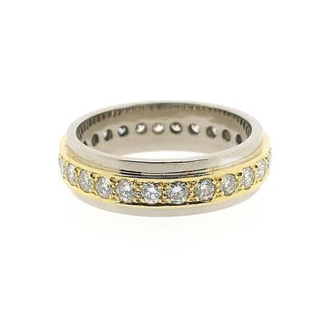Bicolor alliance ring met diamanten, 18 tot 19, Gebruikt, Overige kleuren, Ophalen of Verzenden