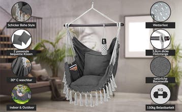 Hangstoel Indoor Outdoor Antraciet 170x100x150cm (Stoelen), Verzenden, Nieuw