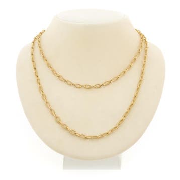 Gouden ankerschakel ketting/sautoir, Ophalen of Verzenden, Gebruikt, Goud, Goud