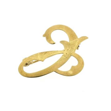 Vintage gouden broche; Letter C, Ophalen of Verzenden, Gebruikt, Goud, Goud
