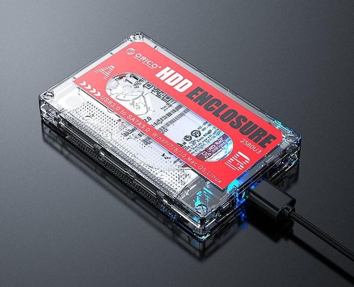 HDD SSD behuizing retro tape cassette bandje style SATA 2.5, Computers en Software, Overige Computers en Software