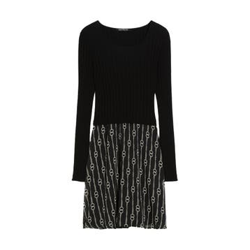 Pennyblack • zwarte gebreide jurk met crêpe rok • 36 (IT42), Kleding | Dames, Verzenden, Zwart, Nieuw, Pennyblack
