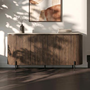 *WOONWINKEL* Dressoir Walnoot Met Marmer, Huis en Inrichting, Kasten | Dressoirs, Verzenden, Nieuw