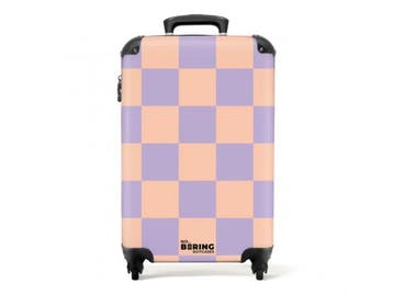 Veiling - Koffer handbagage vierkanten oranje paars, Nieuw