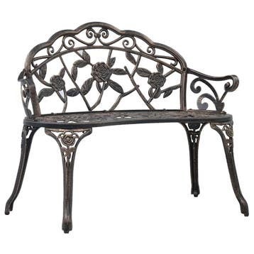vidaXL Bistrobank 100 cm gietaluminium bronskleurig, Tuin en Terras, Tuinbanken, Verzenden, Nieuw, Metaal