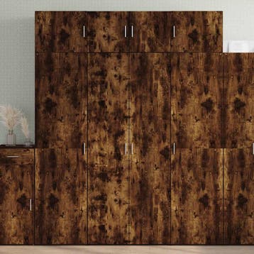 vidaXL Opbergkast 80x42,5x225 cm bewerkt hout gerookt, Minder dan 50 cm, Nieuw, Overige houtsoorten, Verzenden