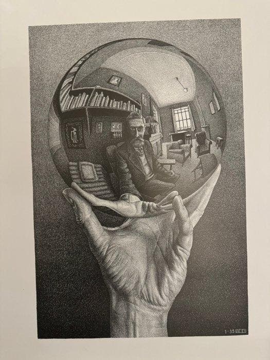 M.C. Escher (1898-1972), after - Hand met spiegelende bol, Antiek en Kunst, Antiek | Overige Antiek