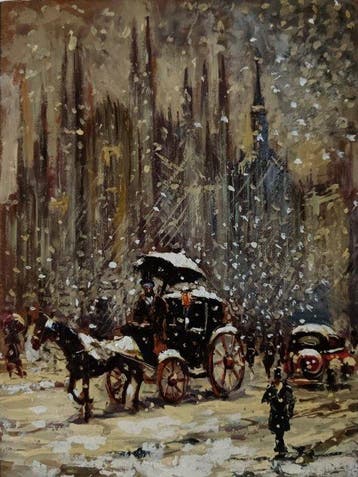 Italiaanse school (XX) - Atmosfera anni 30 al Duomo di, Antiek en Kunst