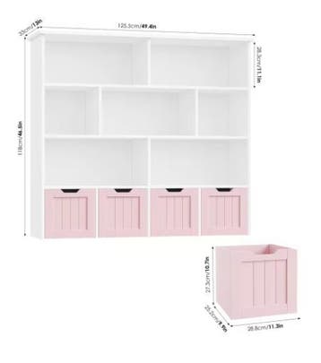 Kinderspeelgoedkast met Wielladen en Planken – 125,5×33×118, Verzenden, Nieuw