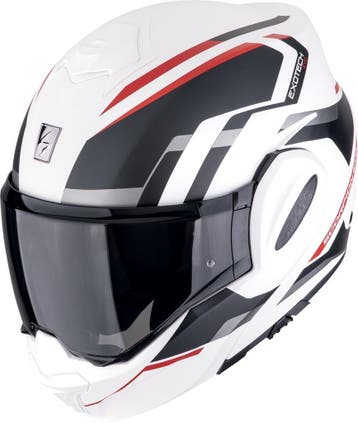 Scorpion EXO-Tech Evo Furio Zwart Wit Rood Systeemhelm, Motoren, Systeemhelm, Nieuw met kaartje, Overige merken, Heren