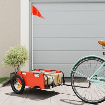 vidaXL Fietstrailer oxford stof en ijzer oranje, Fietsen en Brommers, Fietsaccessoires | Aanhangers en Karren, Verzenden, Nieuw