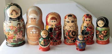 8 Matroesjkas Baboesjkas met 53 poppetjes - Pop -