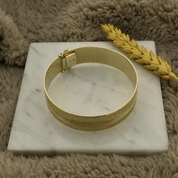 Exclusief vintage brede gouden armband (Schakelarmband), Ophalen of Verzenden, Gebruikt, Goud, Goud