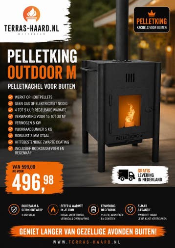 Pelletkachel buiten PelletKing Outdoor M, gasvrij verwarmen, Verzenden, Nieuw